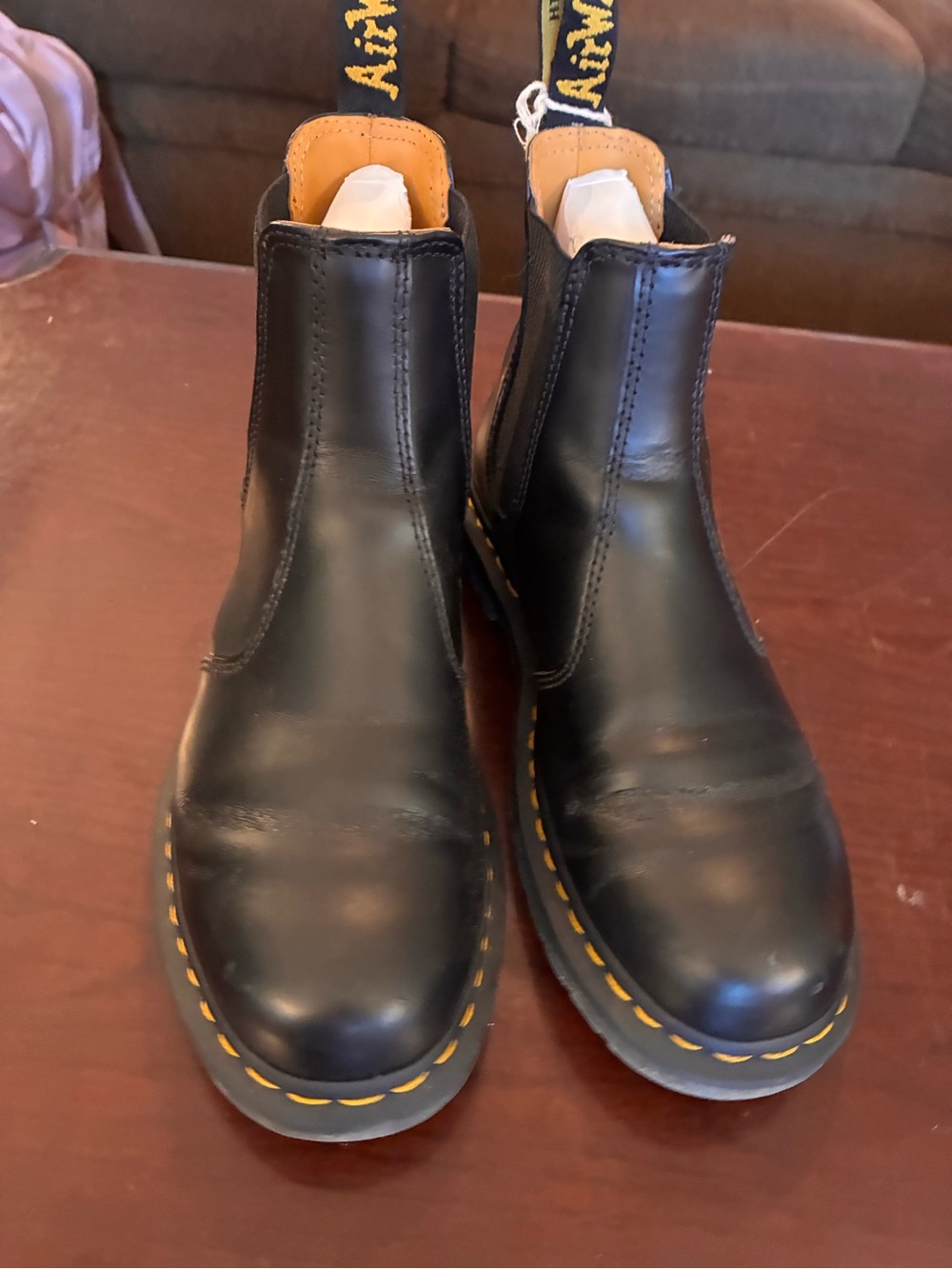 Dr Martens Smooth Leather with yellow stitching Chelsea Boots Worn a few times